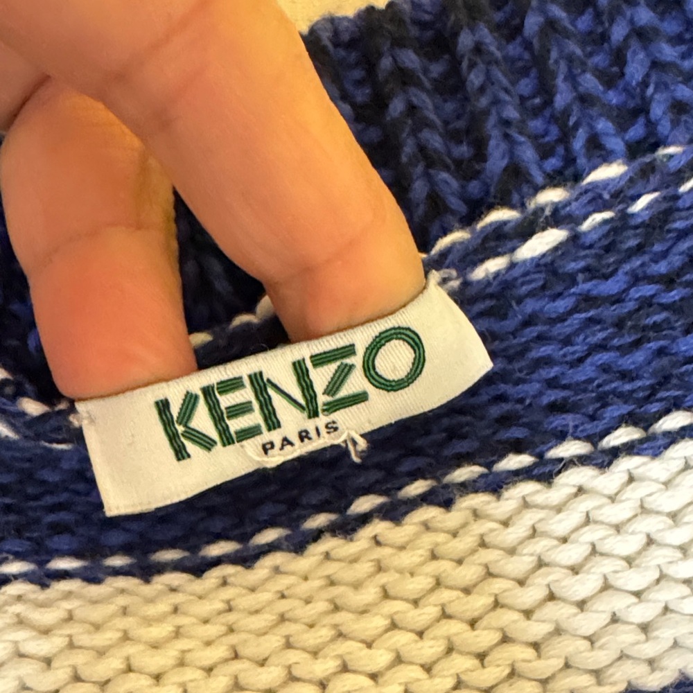 Kenzo Blue and White Crew Neck Sweater